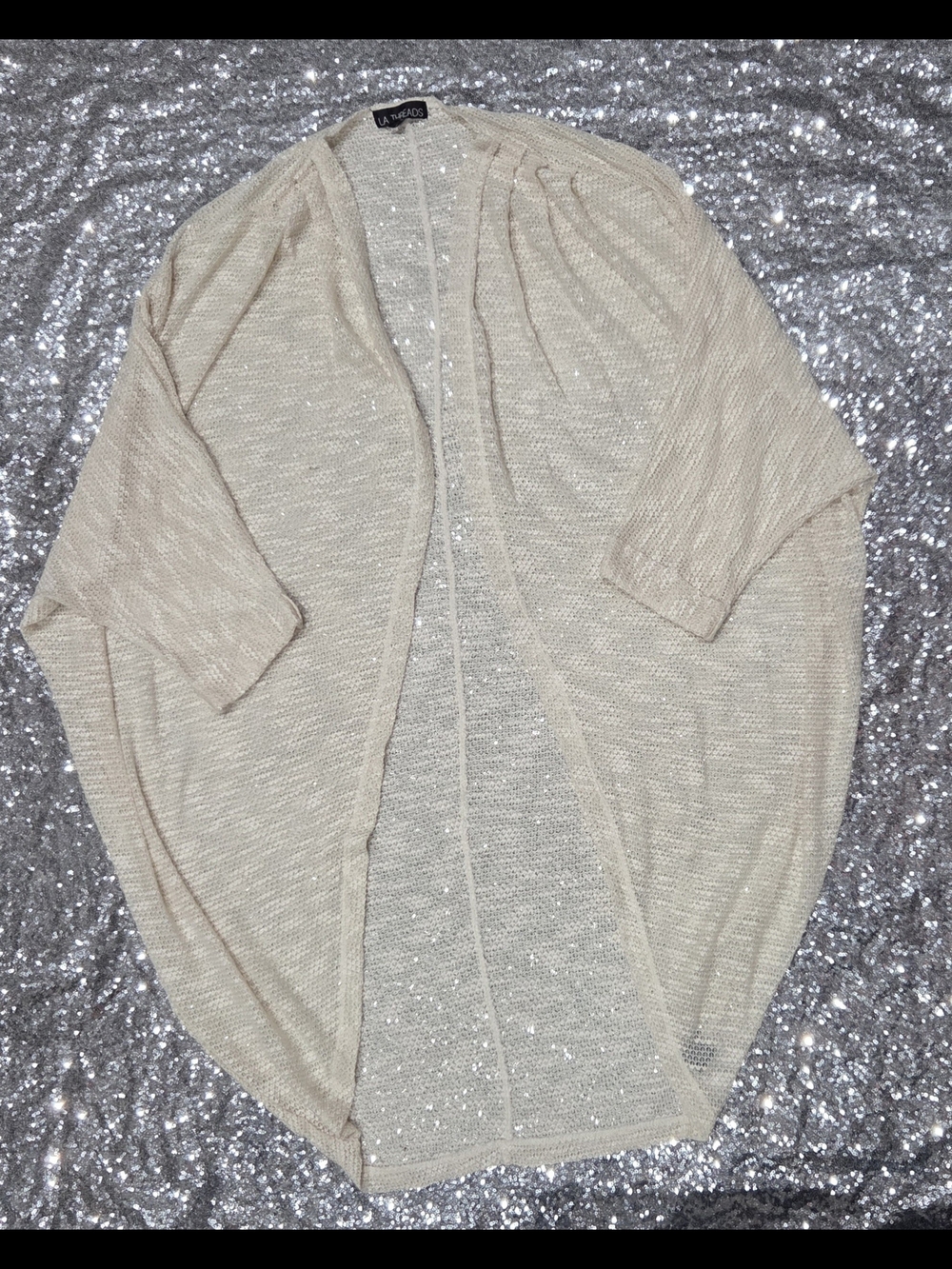 Light Cream Open-Front Knit Cardigan by LA THREADS